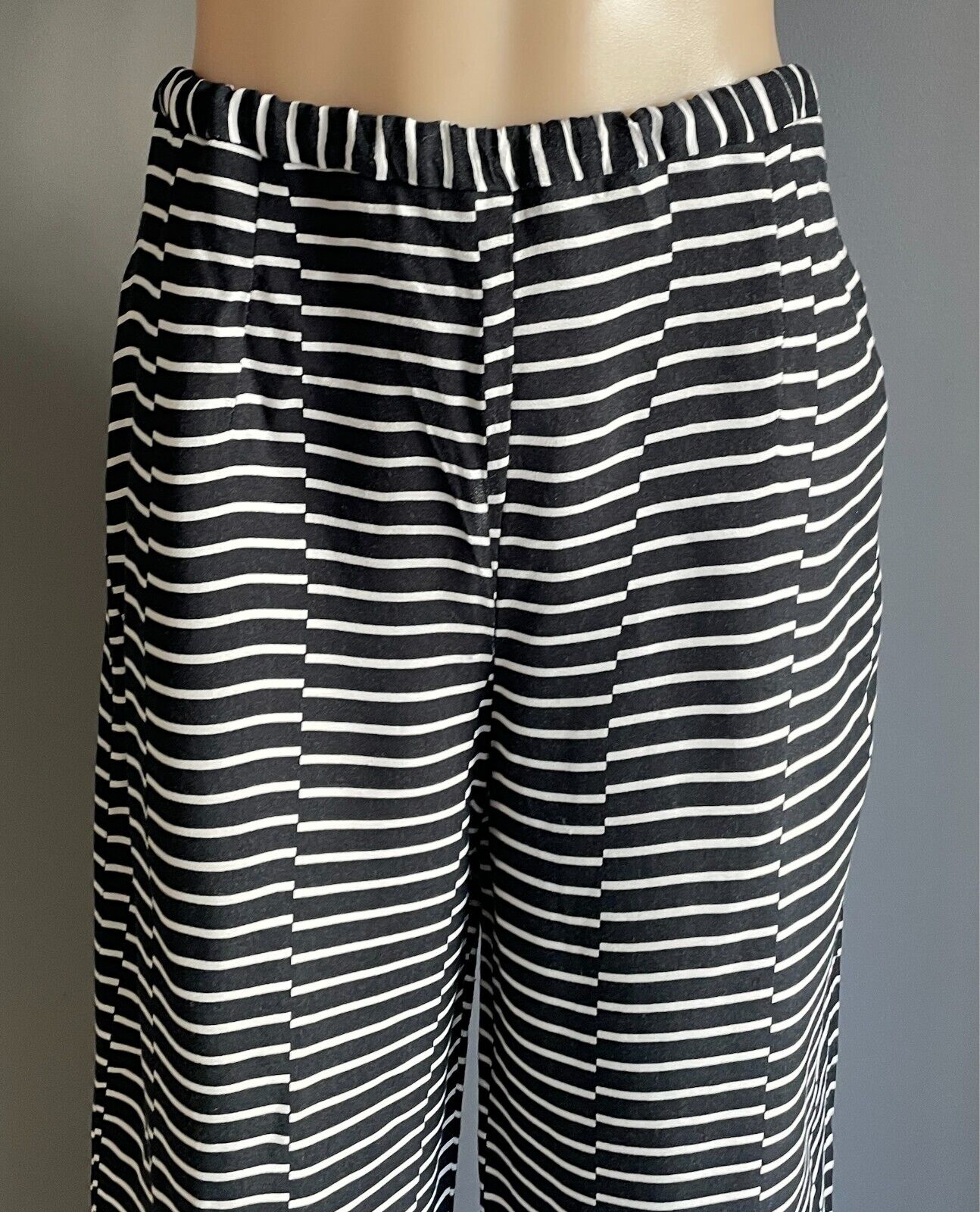 PRINCIPLES by BEN de LISI Black & White Stripe Pants Size 14 Straight Wide Leg