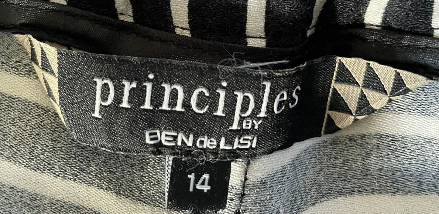 PRINCIPLES by BEN de LISI Black & White Stripe Pants Size 14 Straight Wide Leg