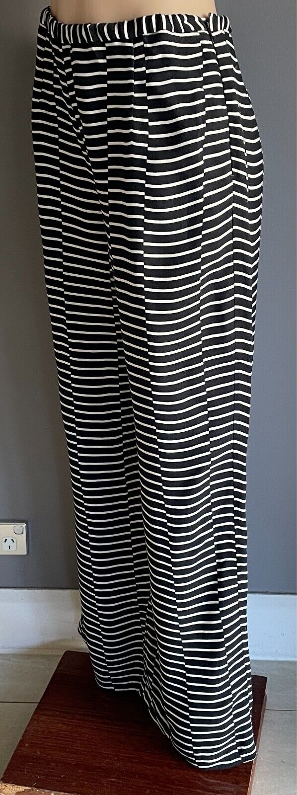 PRINCIPLES by BEN de LISI Black & White Stripe Pants Size 14 Straight Wide Leg