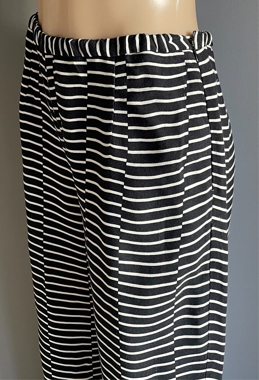 PRINCIPLES by BEN de LISI Black & White Stripe Pants Size 14 Straight Wide Leg