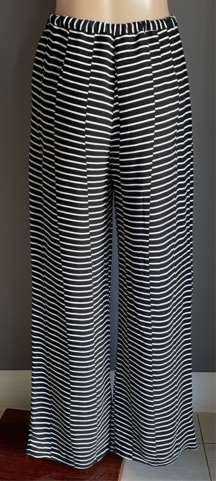 PRINCIPLES by BEN de LISI Black & White Stripe Pants Size 14 Straight Wide Leg