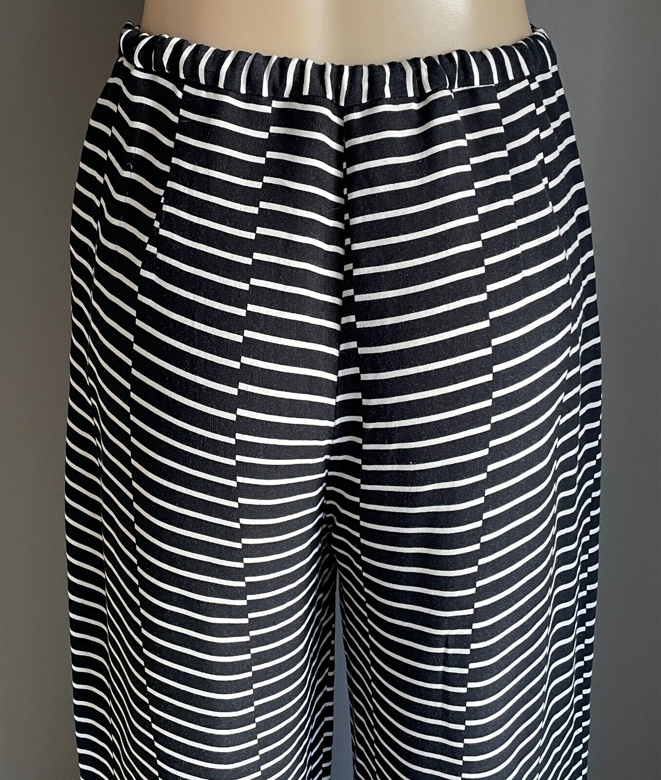 PRINCIPLES by BEN de LISI Black & White Stripe Pants Size 14 Straight Wide Leg