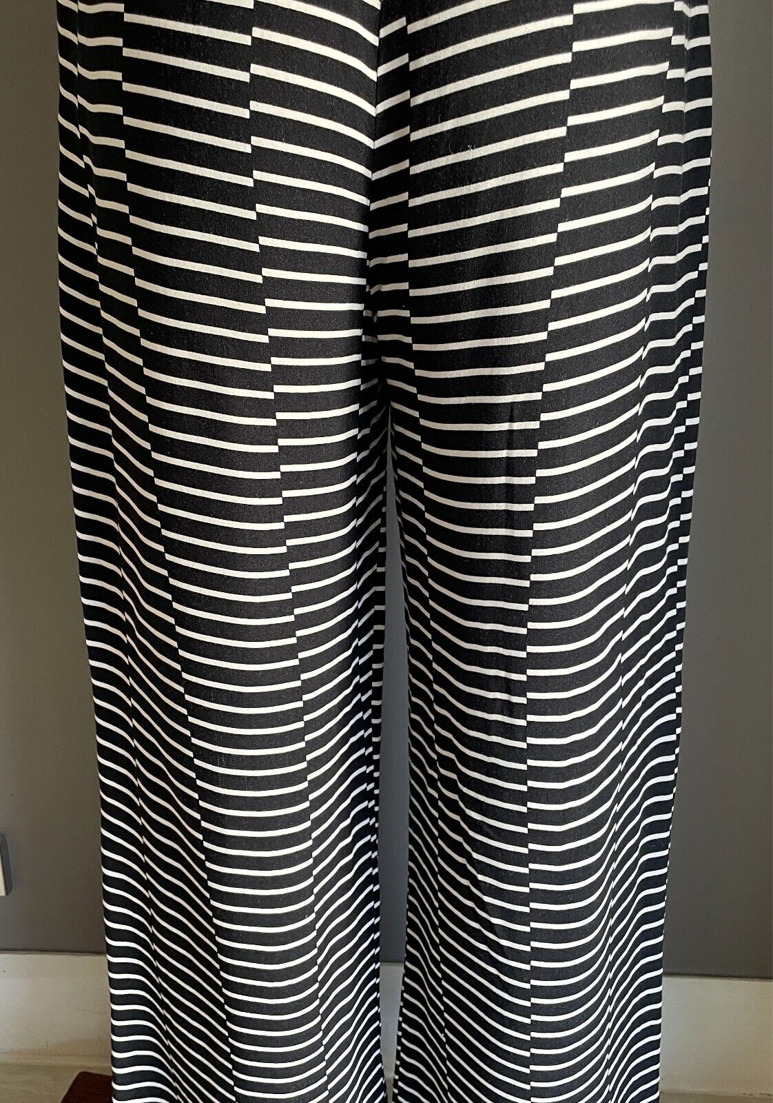 PRINCIPLES by BEN de LISI Black & White Stripe Pants Size 14 Straight Wide Leg