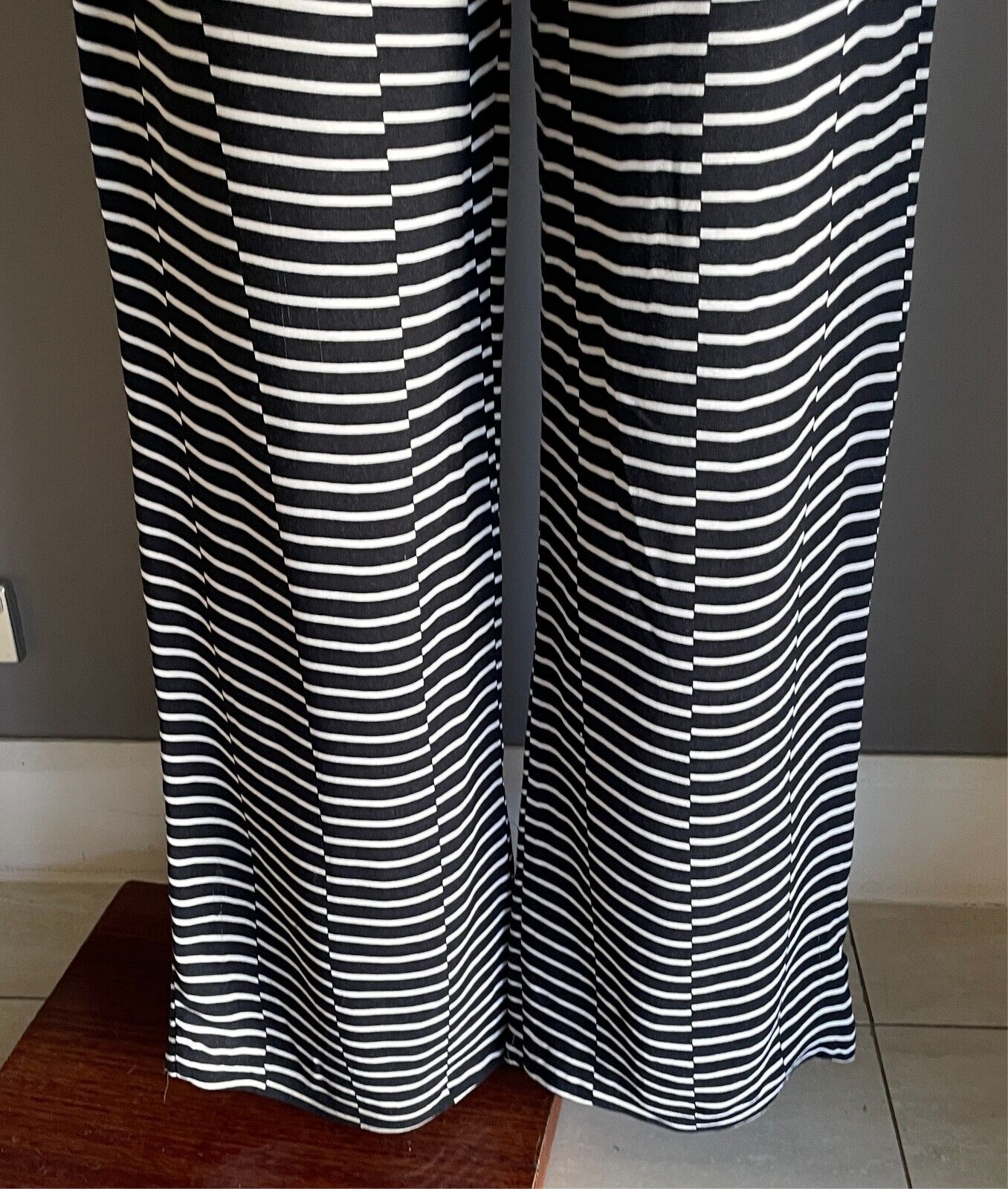 PRINCIPLES by BEN de LISI Black & White Stripe Pants Size 14 Straight Wide Leg