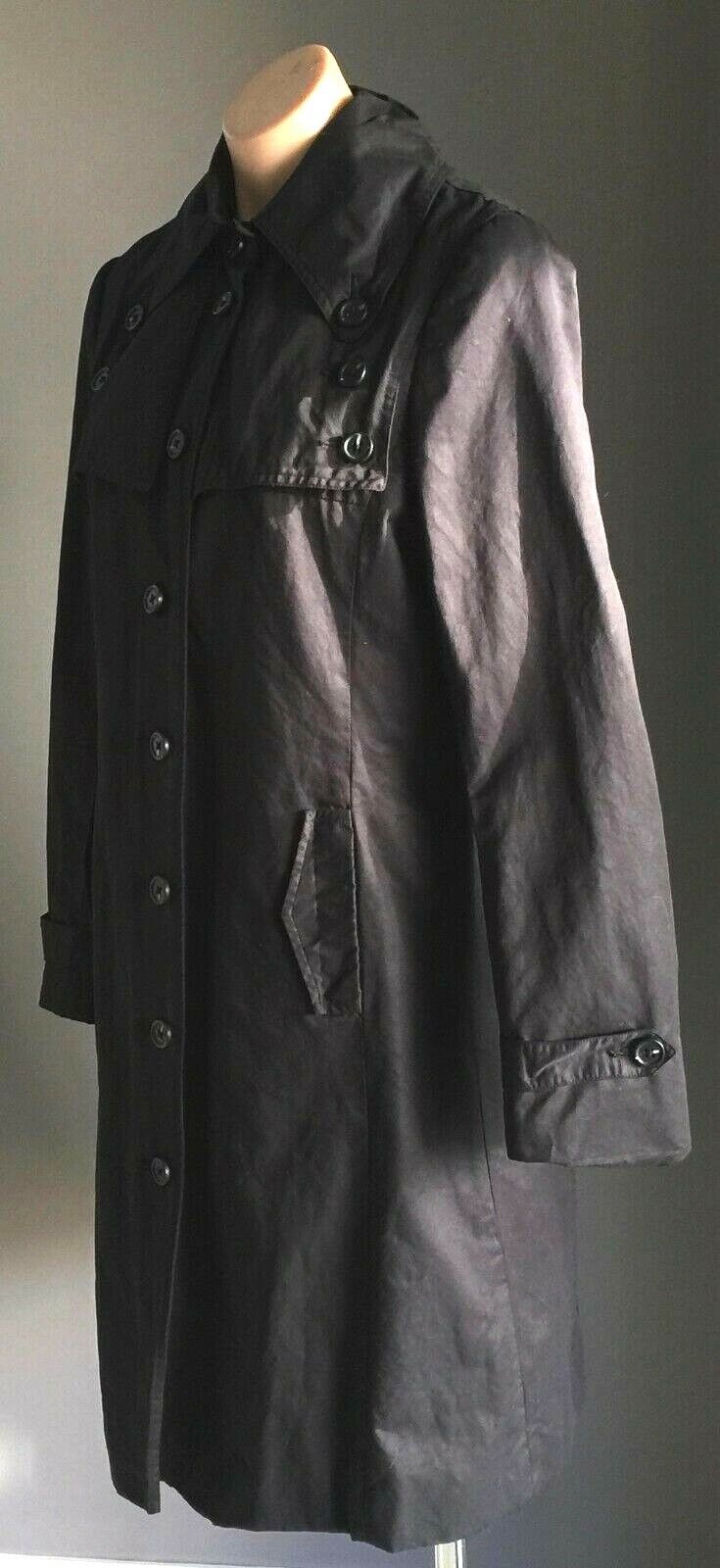 JAG Trench Coat Smart Black Long Jacket Ladies Size 10 - Super Chic!