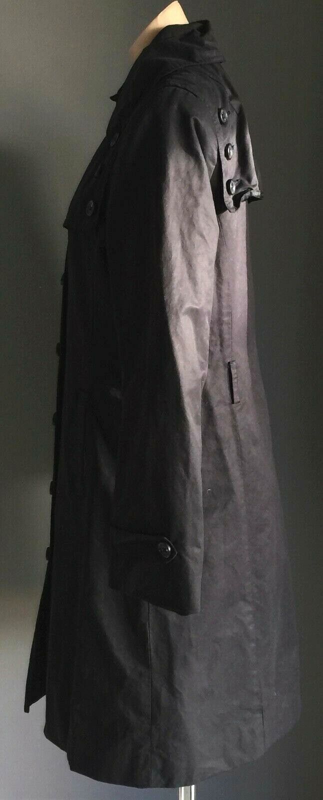 JAG Trench Coat Smart Black Long Jacket Ladies Size 10 - Super Chic!
