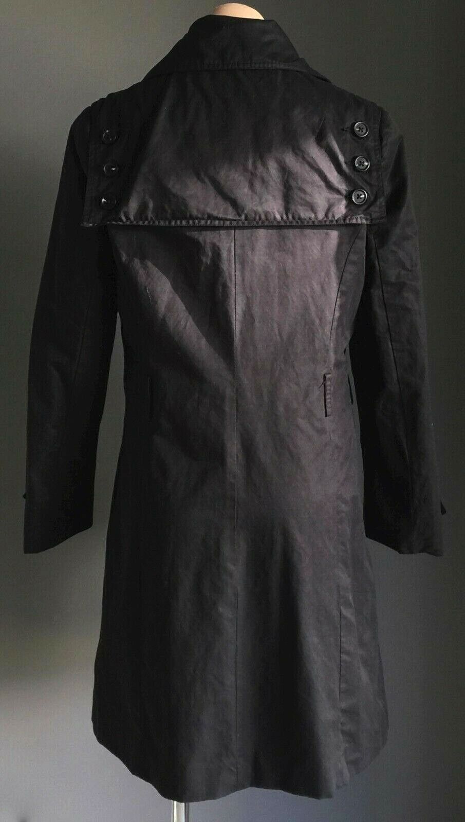 JAG Trench Coat Smart Black Long Jacket Ladies Size 10 - Super Chic!
