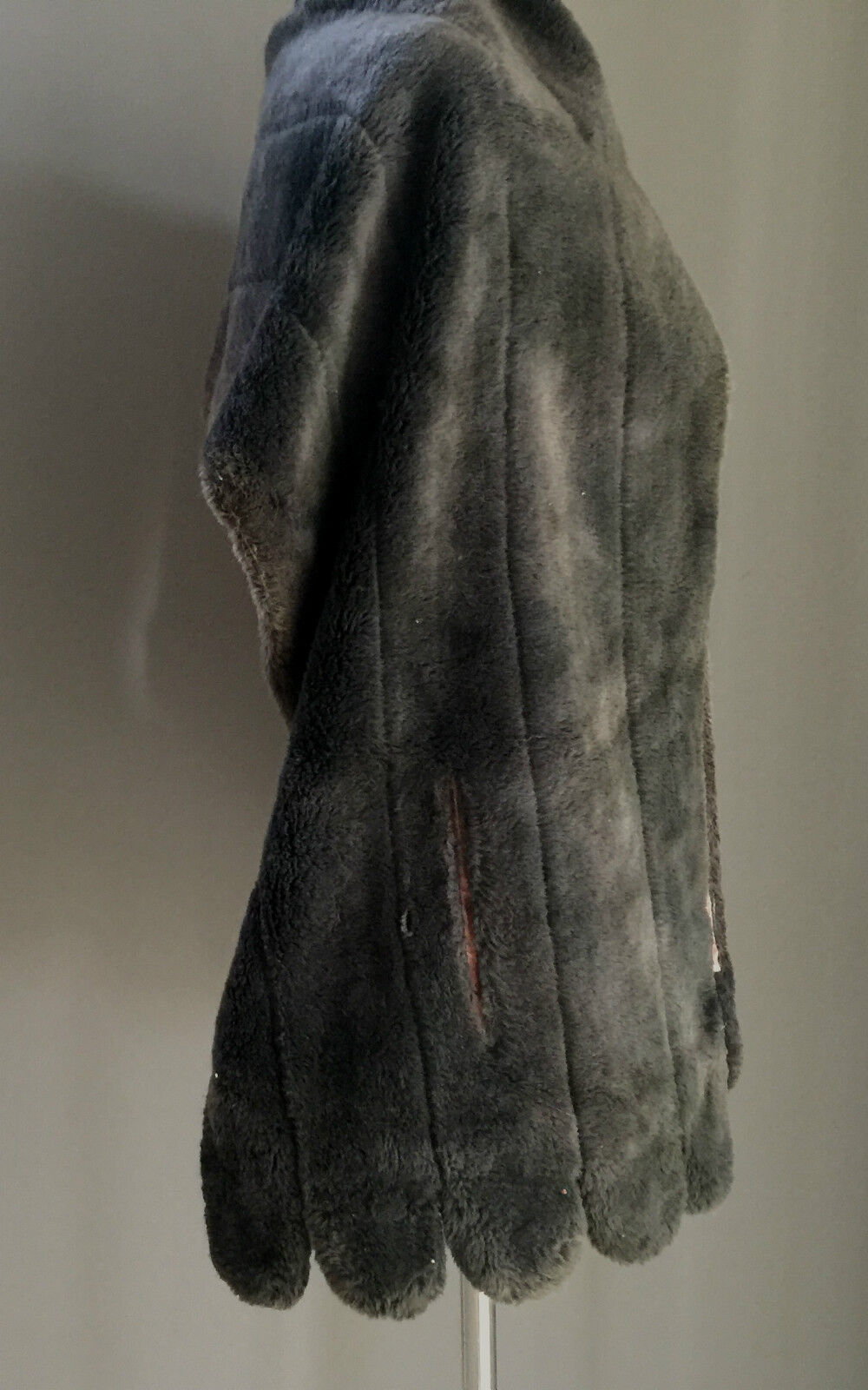 Vintage 1940's - 1950's Faux Fur Dark Grey Stole COAT