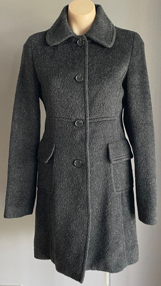 ZOOC ZOOMINON Charcoal Grey Long Sleeve Button Front Coat Ladies Size 12