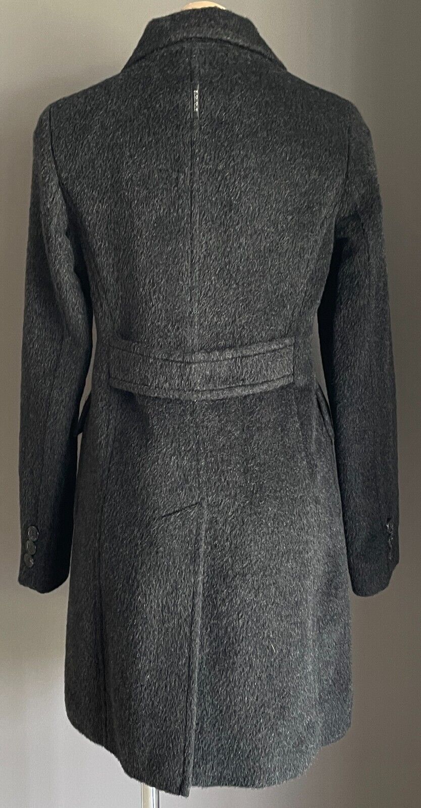 ZOOC ZOOMINON Charcoal Grey Long Sleeve Button Front Coat Ladies Size 12