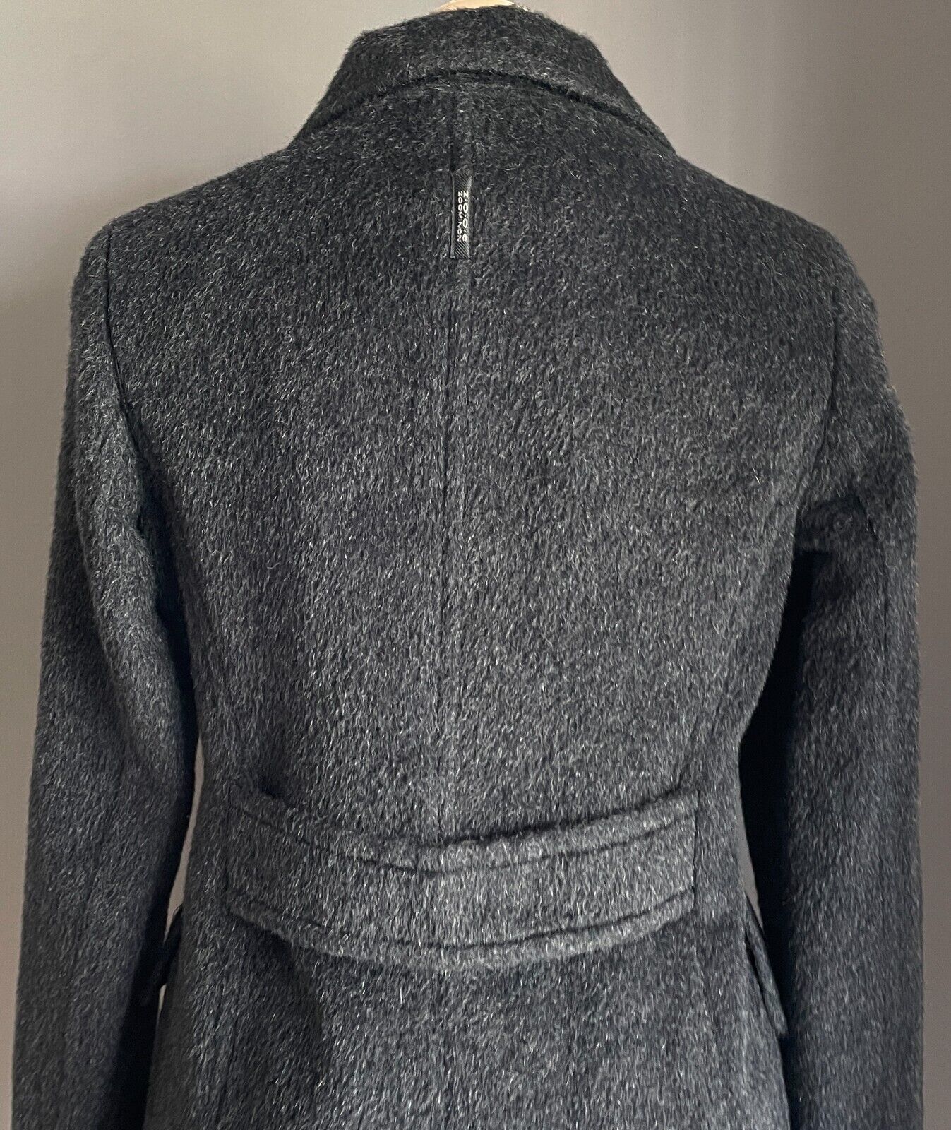 ZOOC ZOOMINON Charcoal Grey Long Sleeve Button Front Coat Ladies Size 12