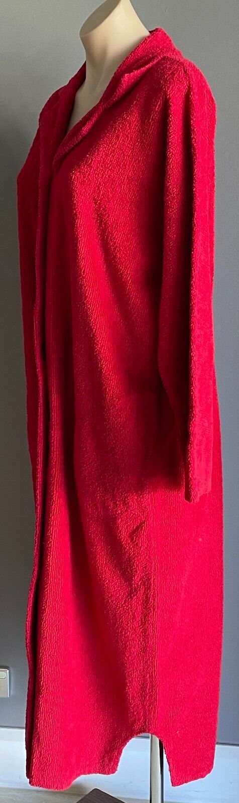 Vtg Terry Towelling Bath Robe Dressing Gown Burgundy Long Sleeve House Coat M 14