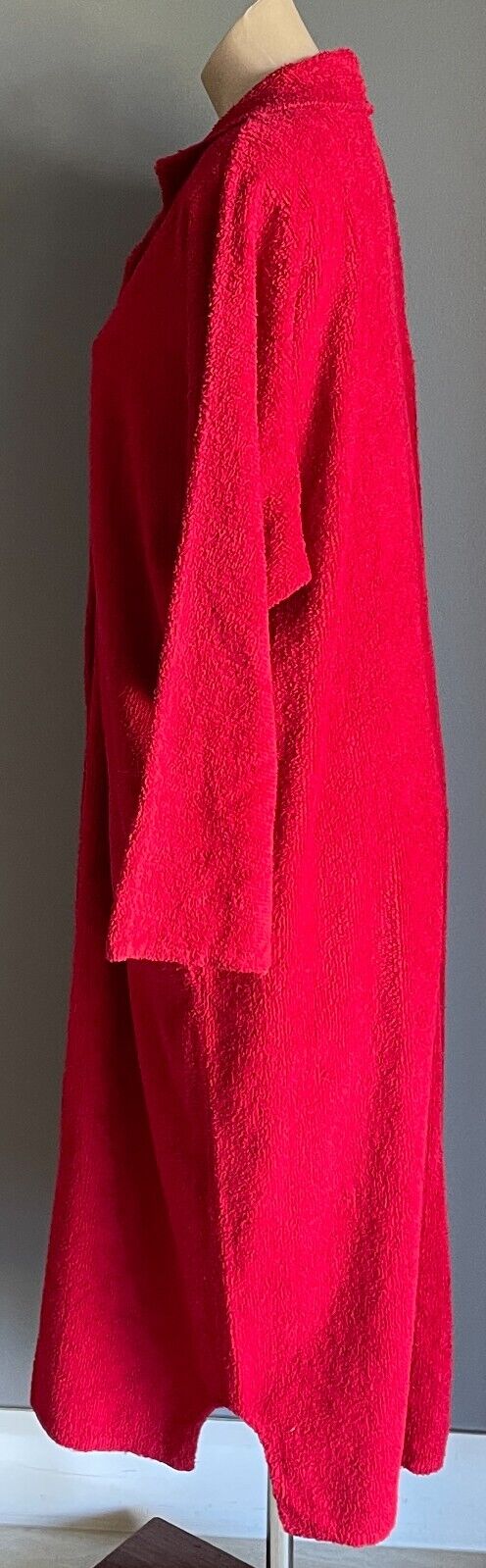 Vtg Terry Towelling Bath Robe Dressing Gown Burgundy Long Sleeve House Coat M 14