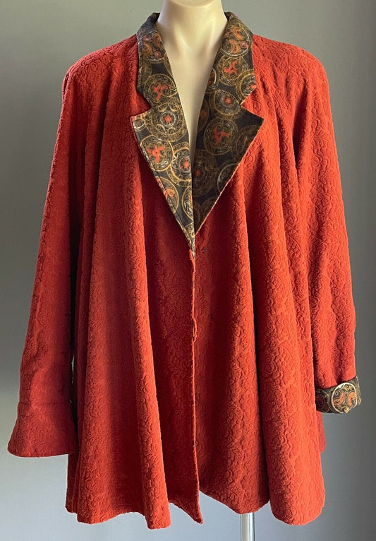 SOTRE de STELLA Jacket Swing Coat Orange Floral Textured Size 38 AU 10 Vintage