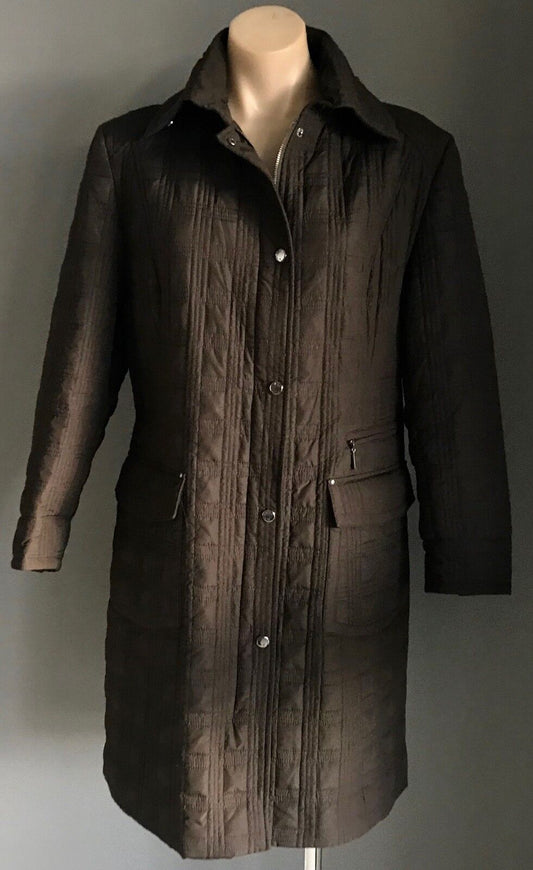 BRAX FEEL GOOD Jacket Coat Quilted Brown Square Puffer Jacket Sz 12 Warm Vintage