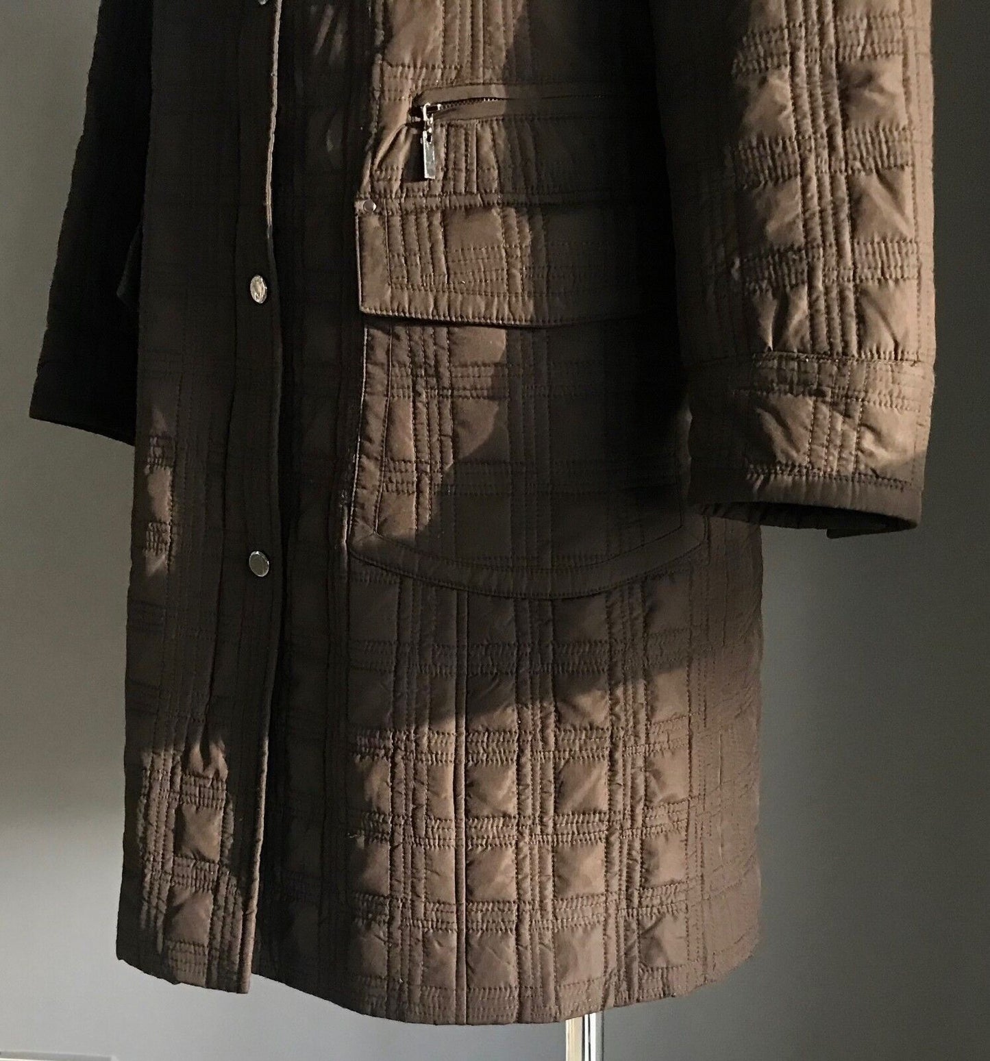 BRAX FEEL GOOD Jacket Coat Quilted Brown Square Puffer Jacket Sz 12 Warm Vintage