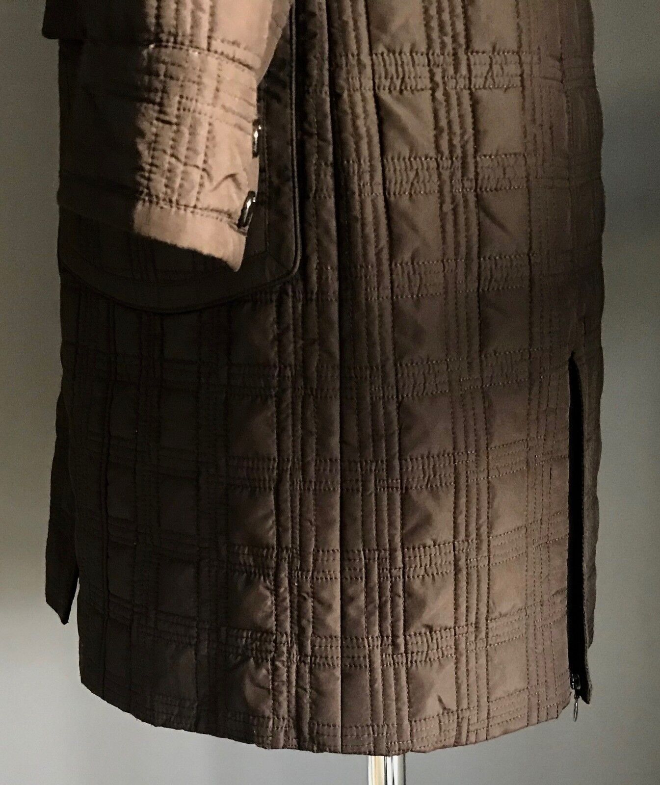 BRAX FEEL GOOD Jacket Coat Quilted Brown Square Puffer Jacket Sz 12 Warm Vintage