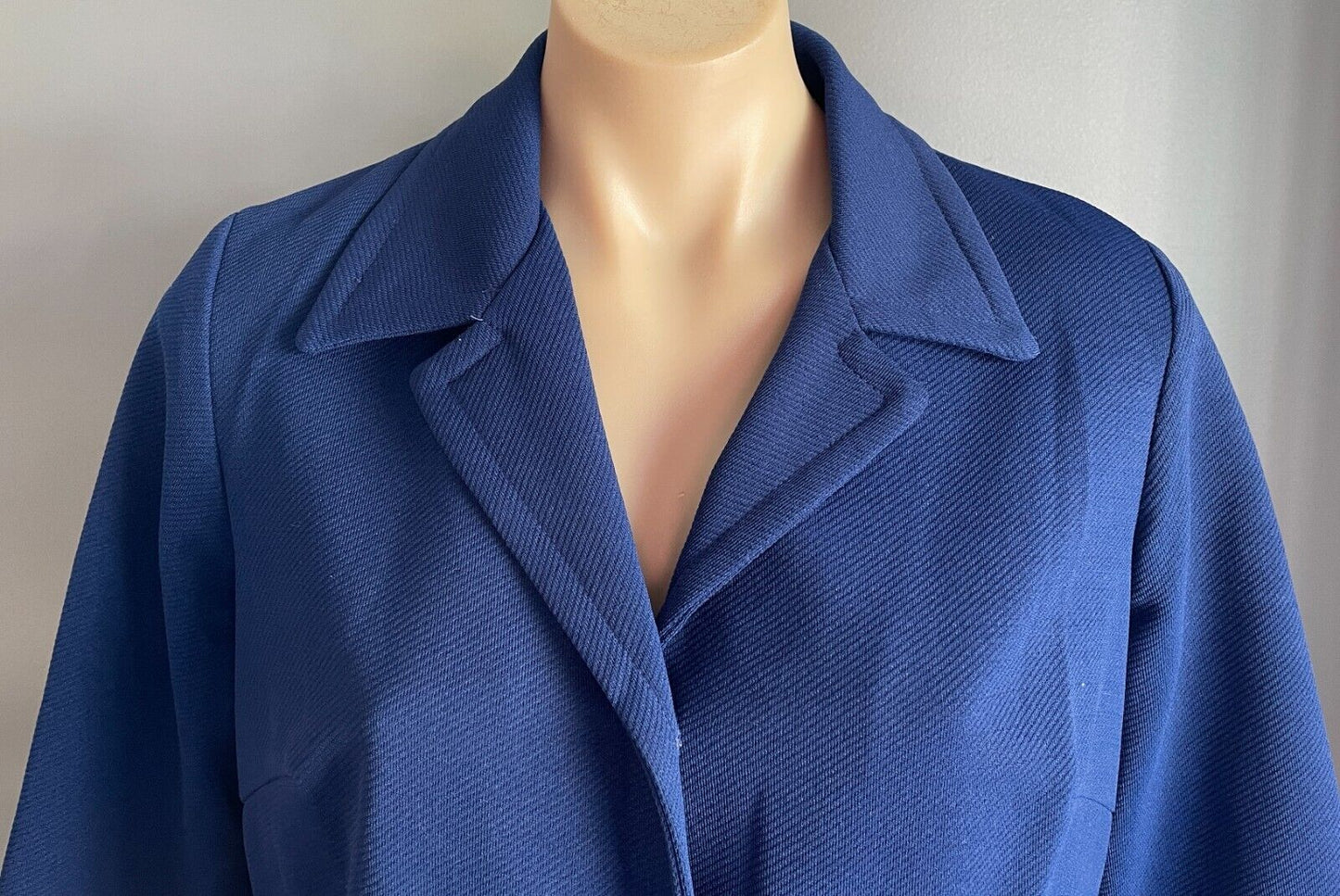 Vintage ESCAPADE SYDNEY Coat Blue Lightweight  3/4 Sleeve Button Front Size 12