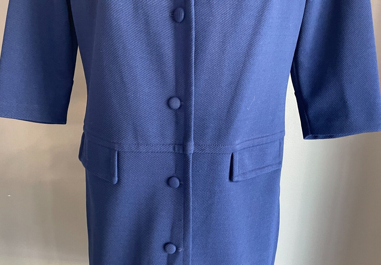 Vintage ESCAPADE SYDNEY Coat Blue Lightweight  3/4 Sleeve Button Front Size 12