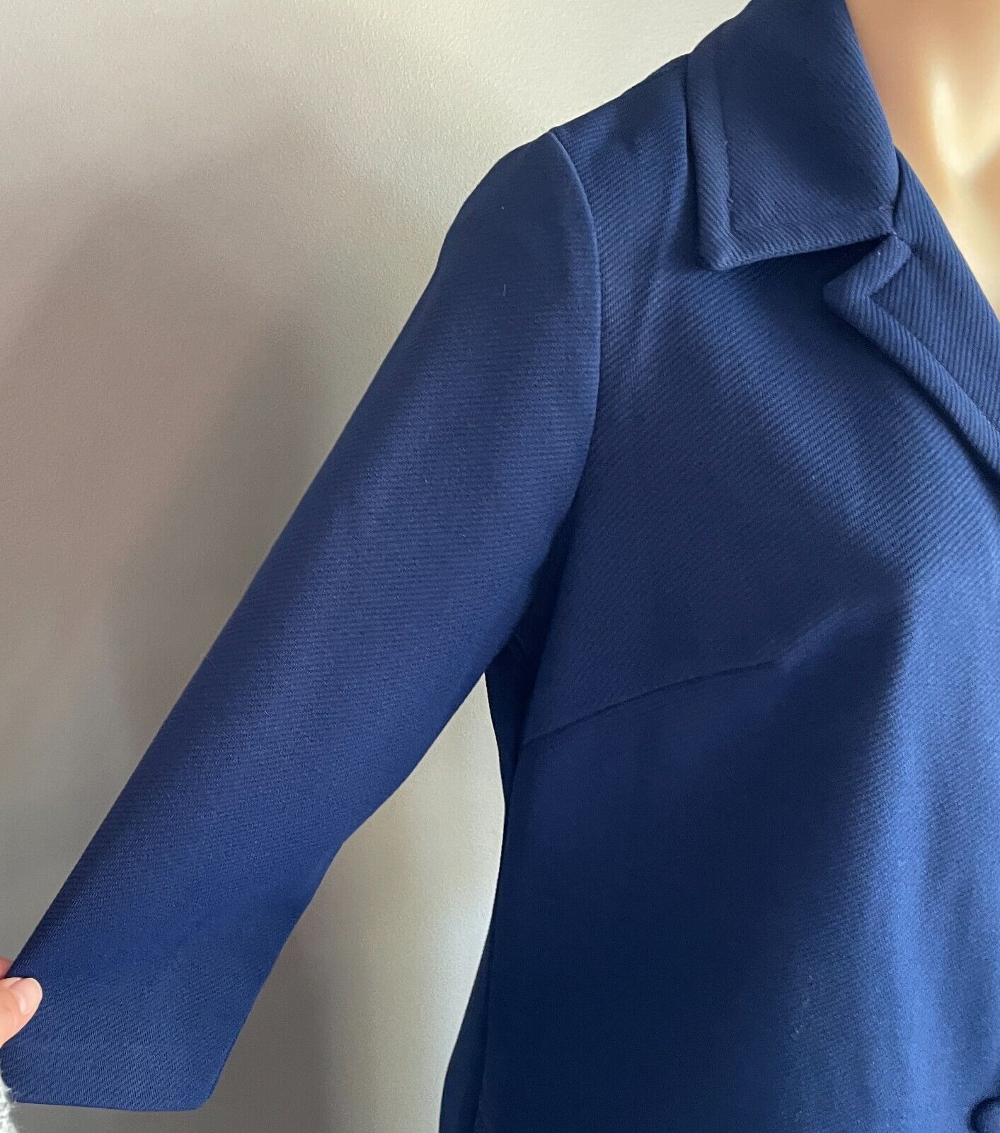 Vintage ESCAPADE SYDNEY Coat Blue Lightweight  3/4 Sleeve Button Front Size 12