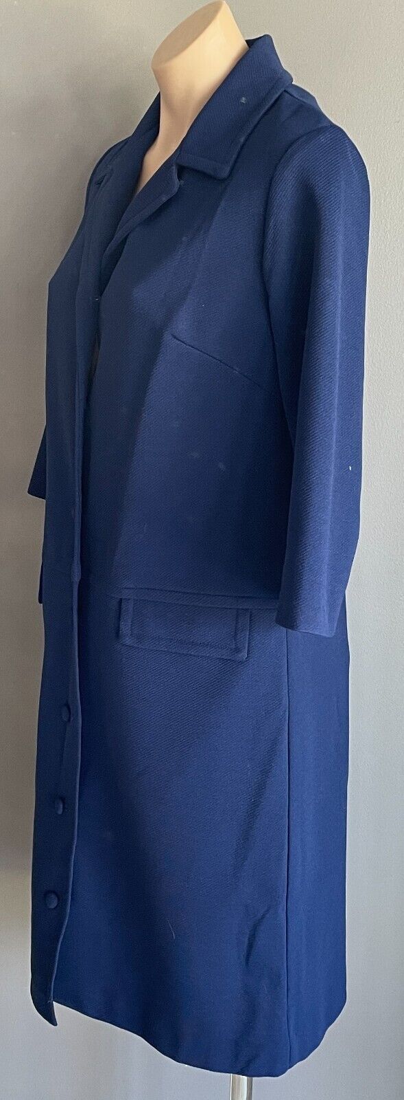 Vintage ESCAPADE SYDNEY Coat Blue Lightweight  3/4 Sleeve Button Front Size 12