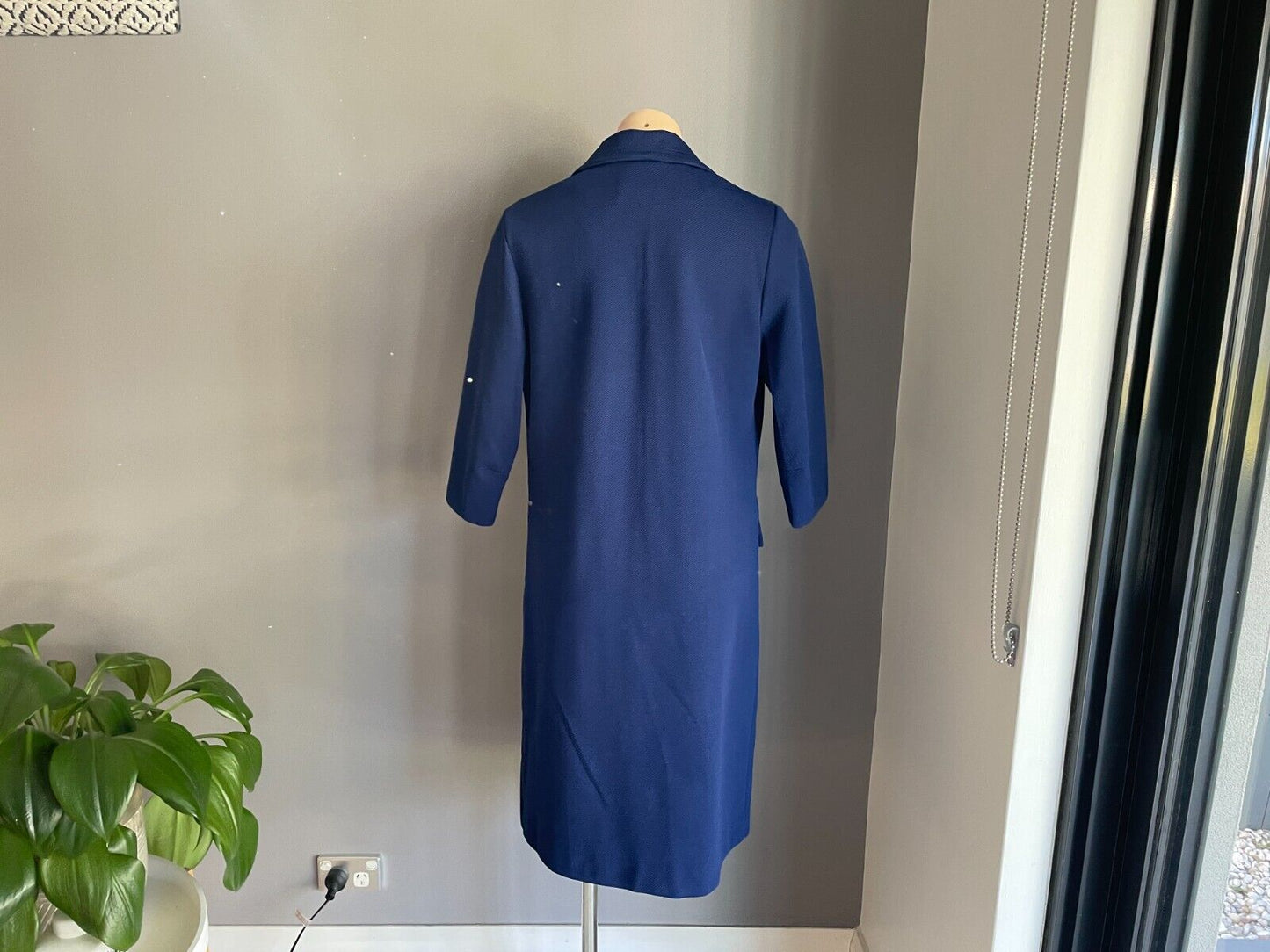 Vintage ESCAPADE SYDNEY Coat Blue Lightweight  3/4 Sleeve Button Front Size 12