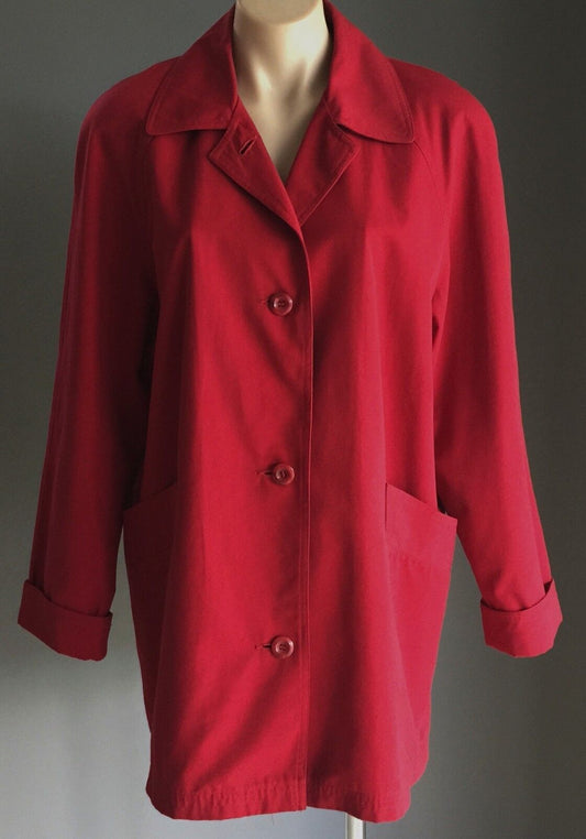 Vintage A VIRGO MODEL Coat Red Lightweight Jacket Ladies Size 12 Water Resistant