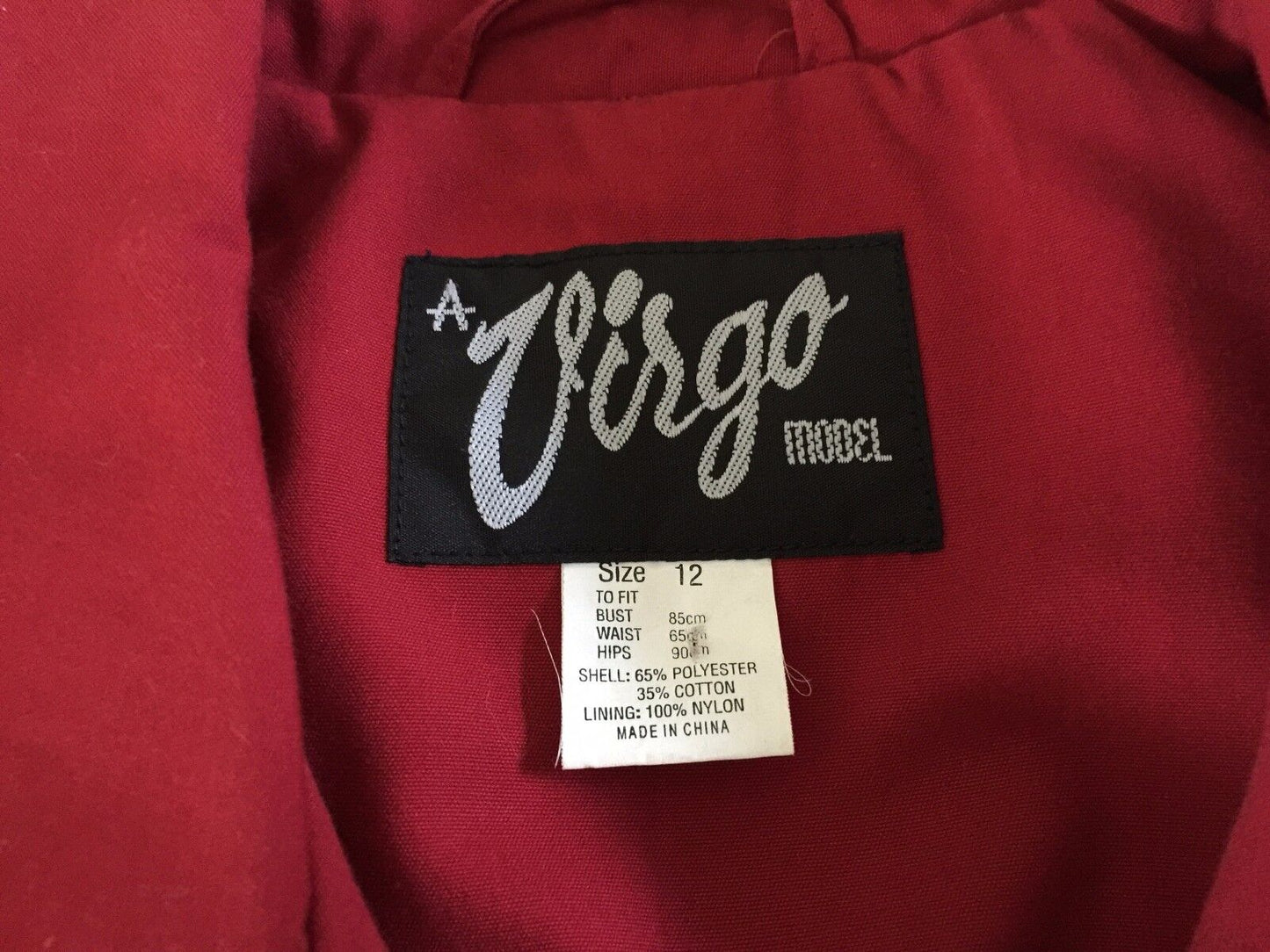 Vintage A VIRGO MODEL Coat Red Lightweight Jacket Ladies Size 12 Water Resistant