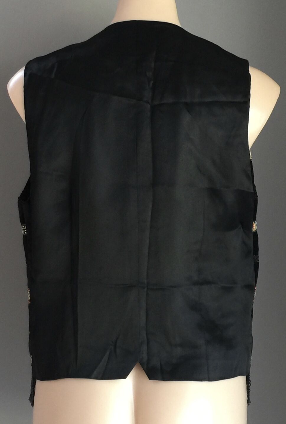 JACQUELINE EVE Vest Waist Coat Black Velvet Beaded Size M 10 Stunning Vintage