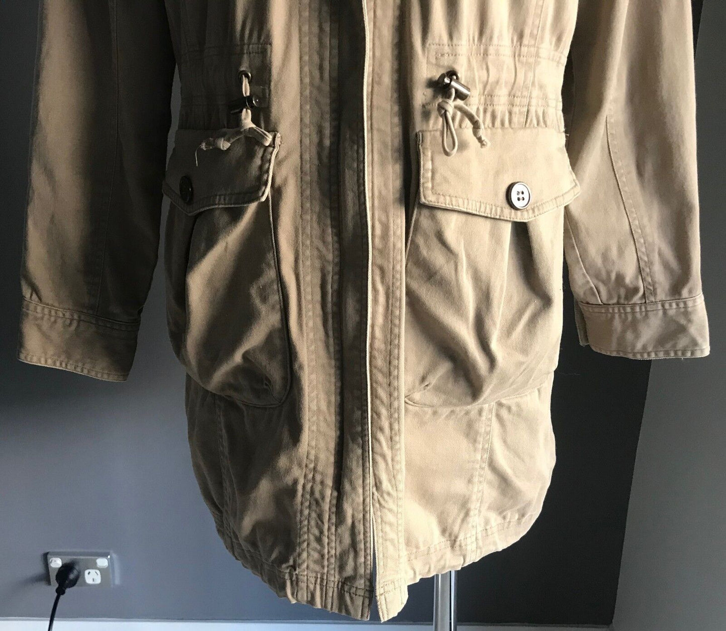 MOI L'école Jacket Coat Hooded Anorak Caramel Winter Utility Ladies Size S 10