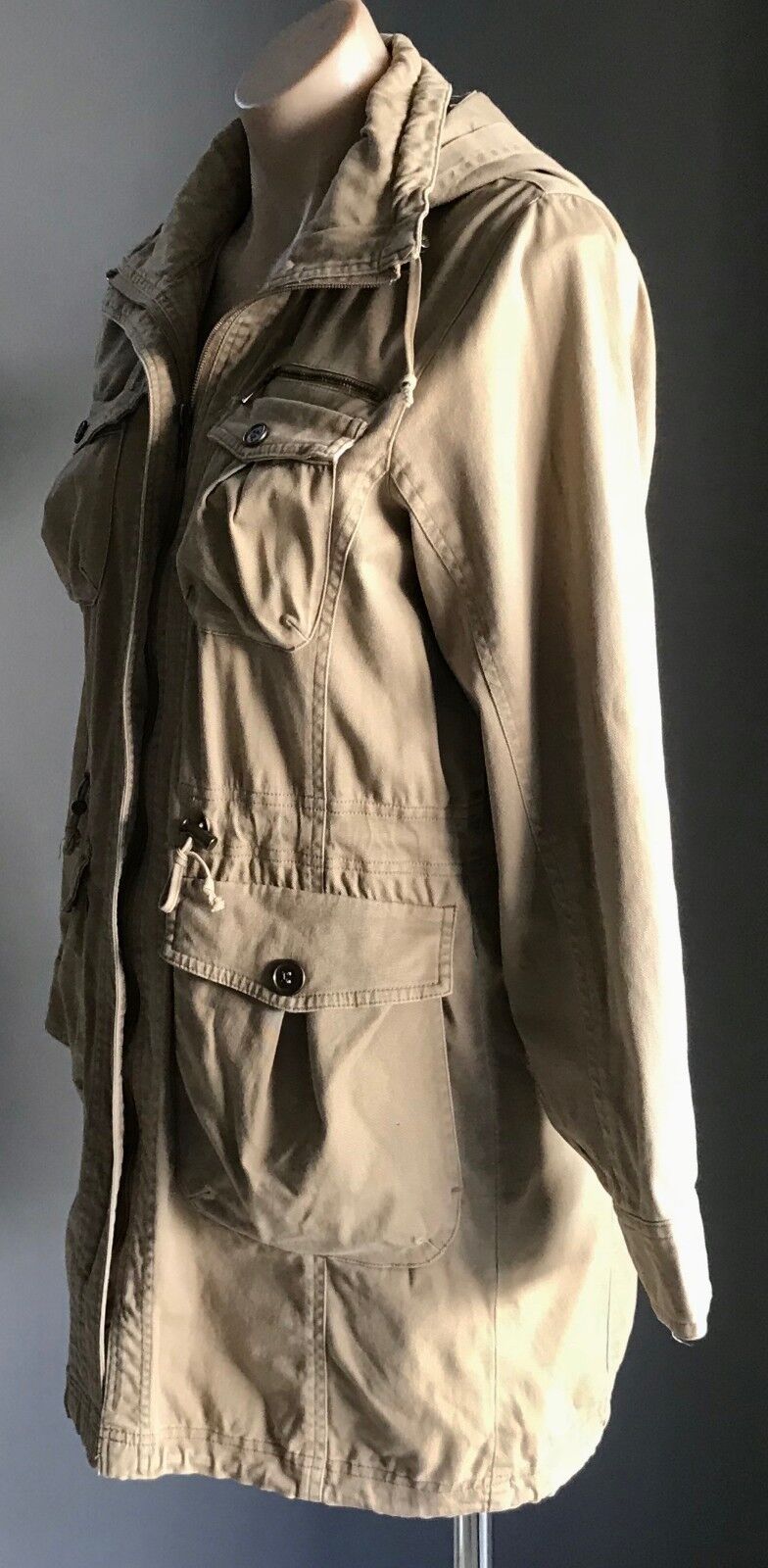 MOI L'école Jacket Coat Hooded Anorak Caramel Winter Utility Ladies Size S 10