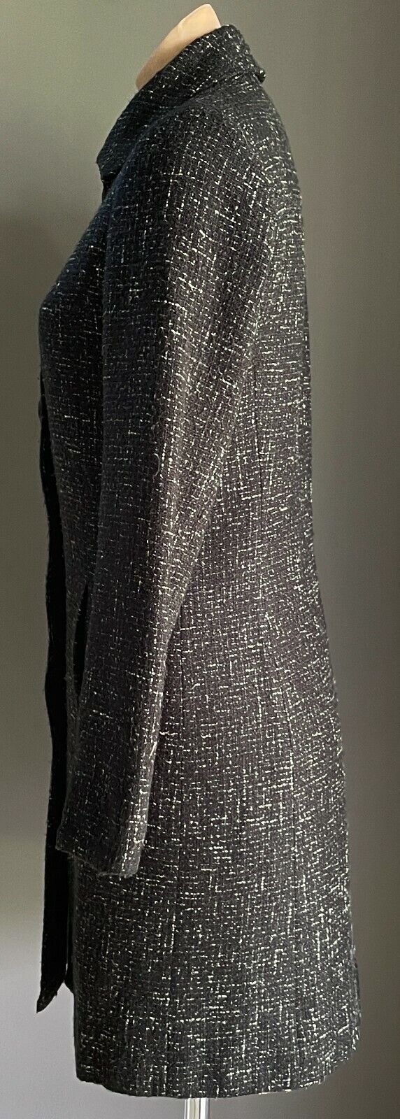 JACQUI E Coat Black & White Tweed Fabric Long Sleeve Ladies Size 8 10