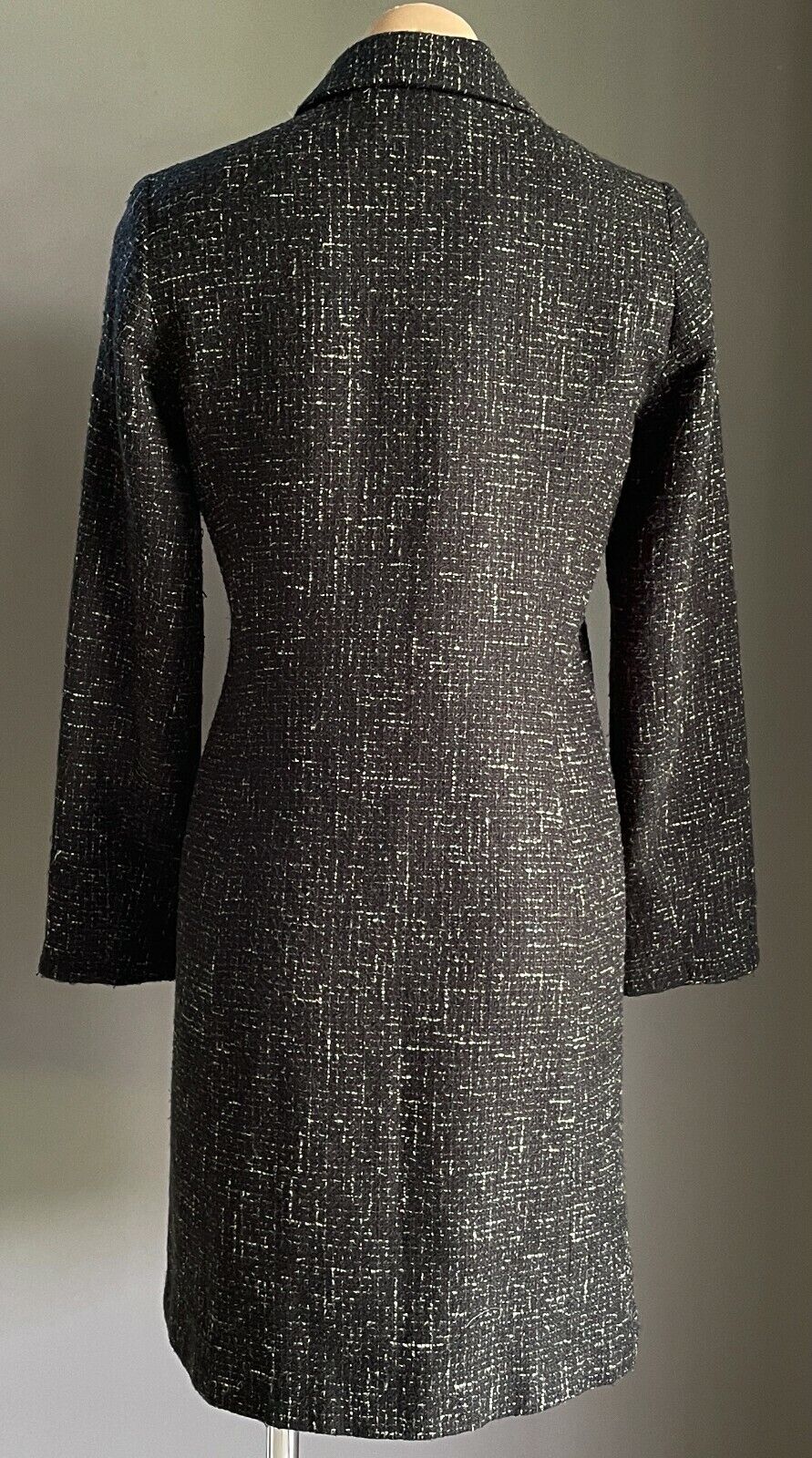 JACQUI E Coat Black & White Tweed Fabric Long Sleeve Ladies Size 8 10