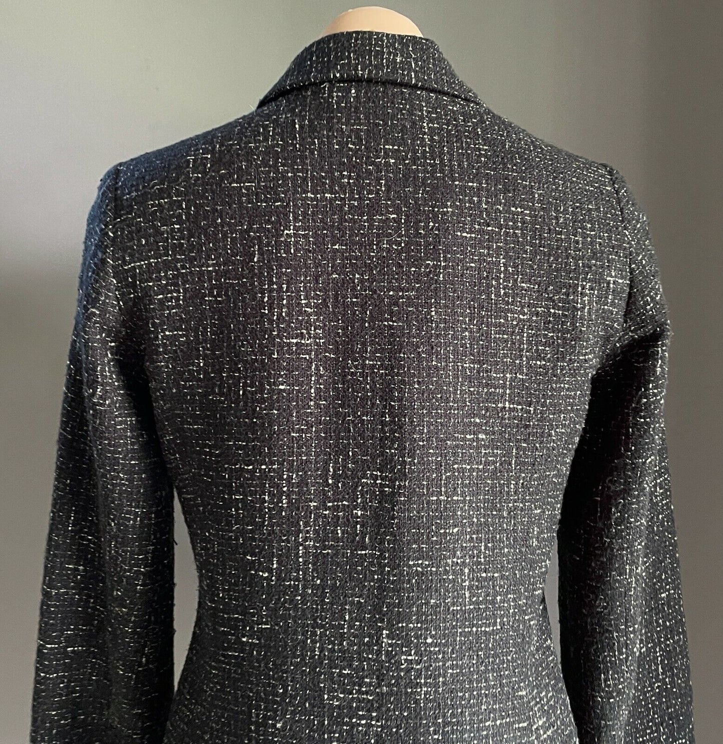 JACQUI E Coat Black & White Tweed Fabric Long Sleeve Ladies Size 8 10