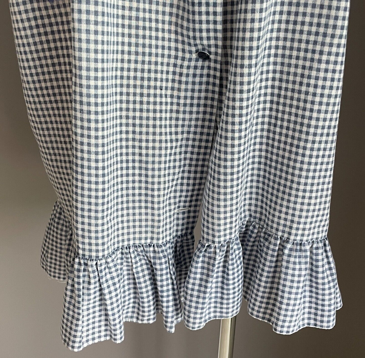 Gingham House Coat Retro 1950 - 60's Red Blue White Robe Button Front Robe Sz 12