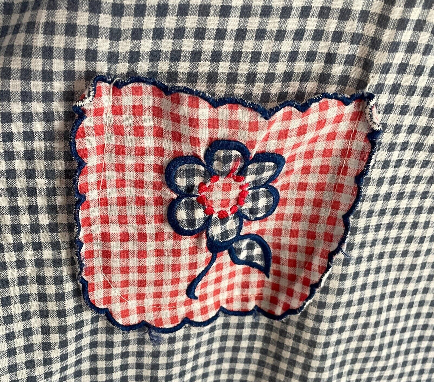 Gingham House Coat Retro 1950 - 60's Red Blue White Robe Button Front Robe Sz 12