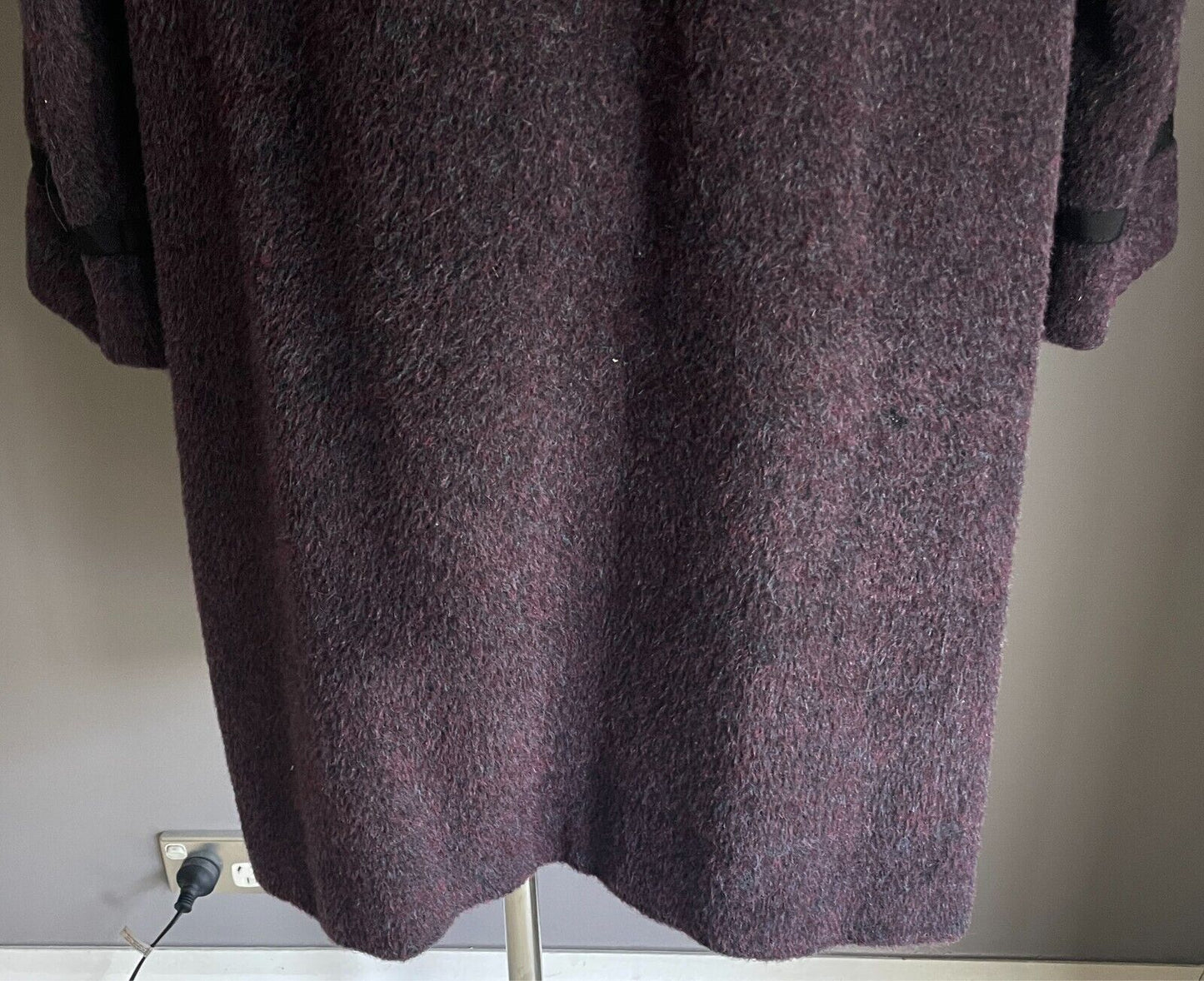 Vintage DISTINCTION ORIGINAL By Stephen Coat Purple Wool Mohair Fur Collar Sz 16