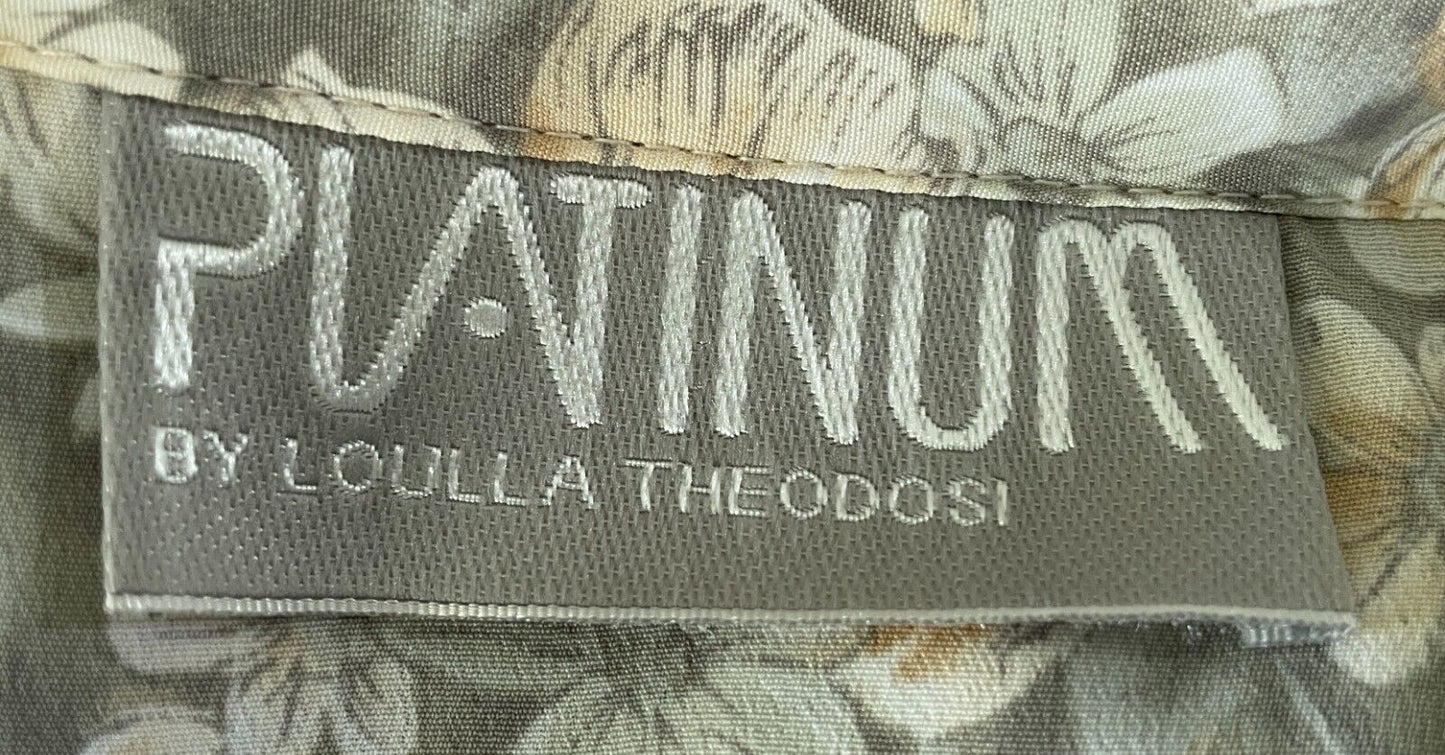 1990s PLATINUM by LOULLA THEODOSI Top Floral Blouse Oversize Collar Lace Size 12