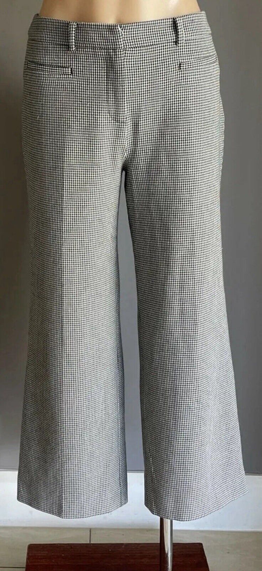 MARCS Size 10 Pants Crop Black White Houndstooth Wide Leg Trousers Knit NEW