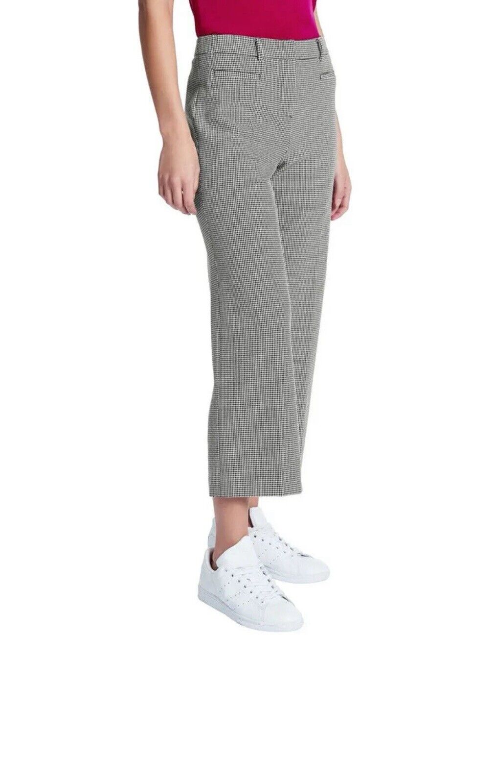 MARCS Size 10 Pants Crop Black White Houndstooth Wide Leg Trousers Knit NEW