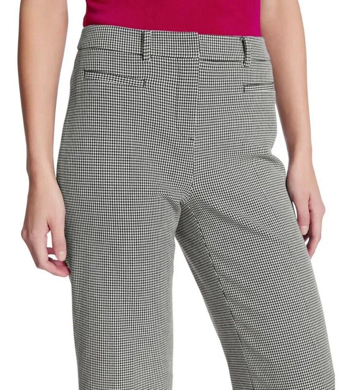 MARCS Size 10 Pants Crop Black White Houndstooth Wide Leg Trousers Knit NEW