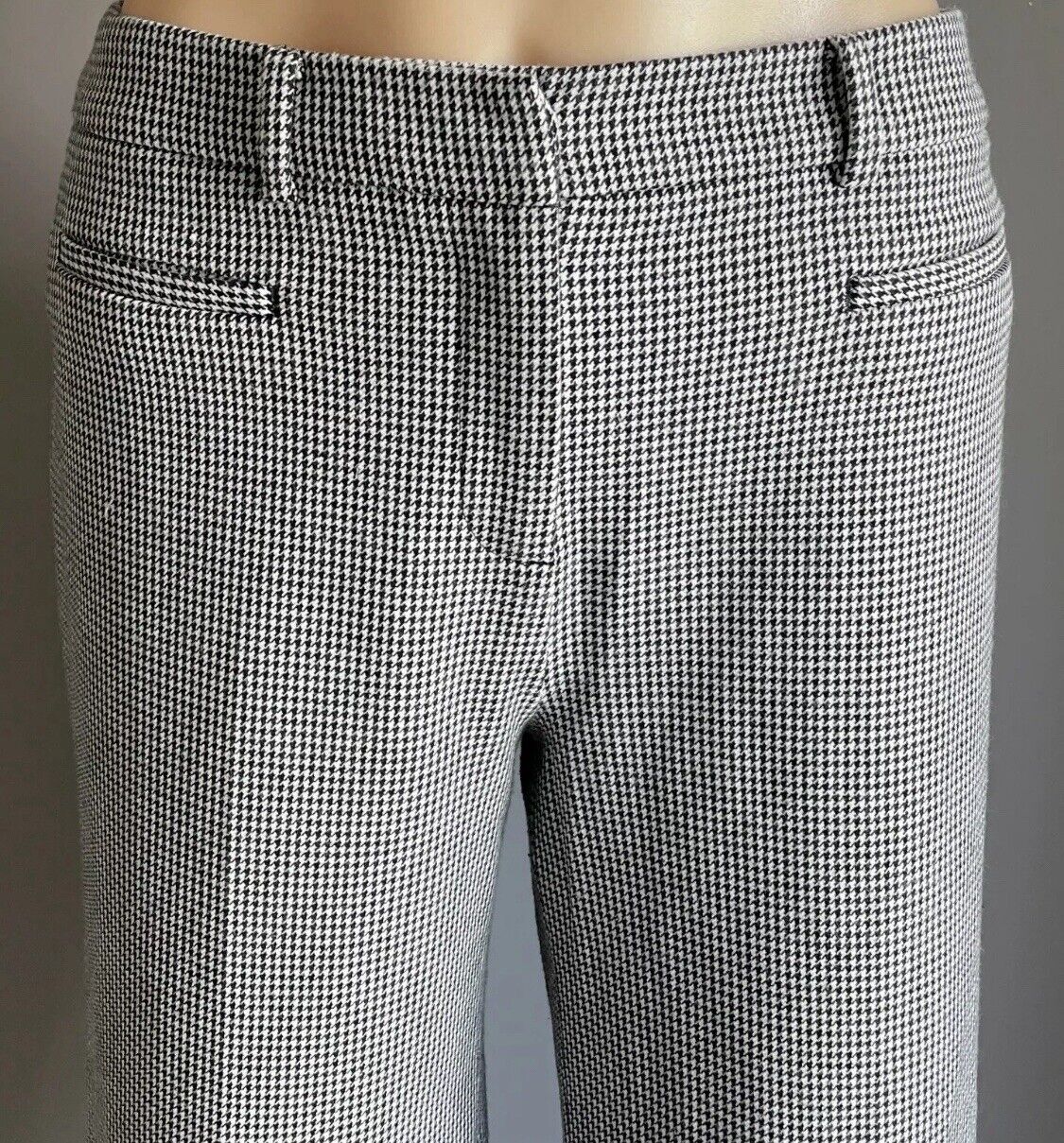MARCS Size 10 Pants Crop Black White Houndstooth Wide Leg Trousers Knit NEW
