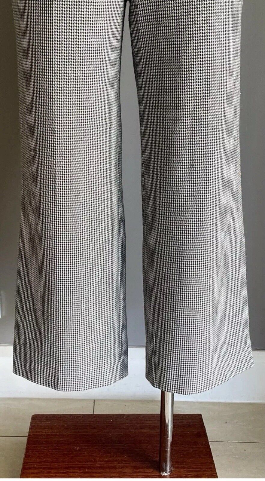 MARCS Size 10 Pants Crop Black White Houndstooth Wide Leg Trousers Knit NEW