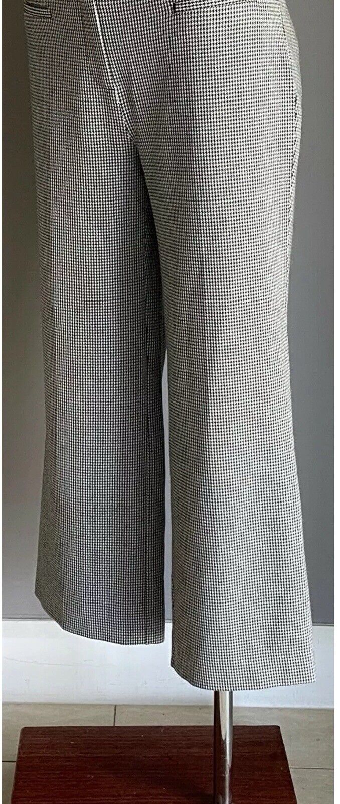 MARCS Size 10 Pants Crop Black White Houndstooth Wide Leg Trousers Knit NEW