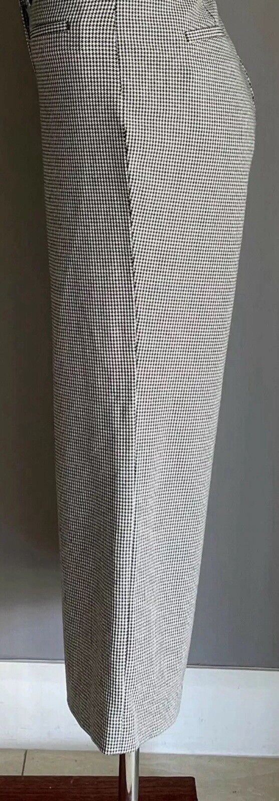 MARCS Size 10 Pants Crop Black White Houndstooth Wide Leg Trousers Knit NEW
