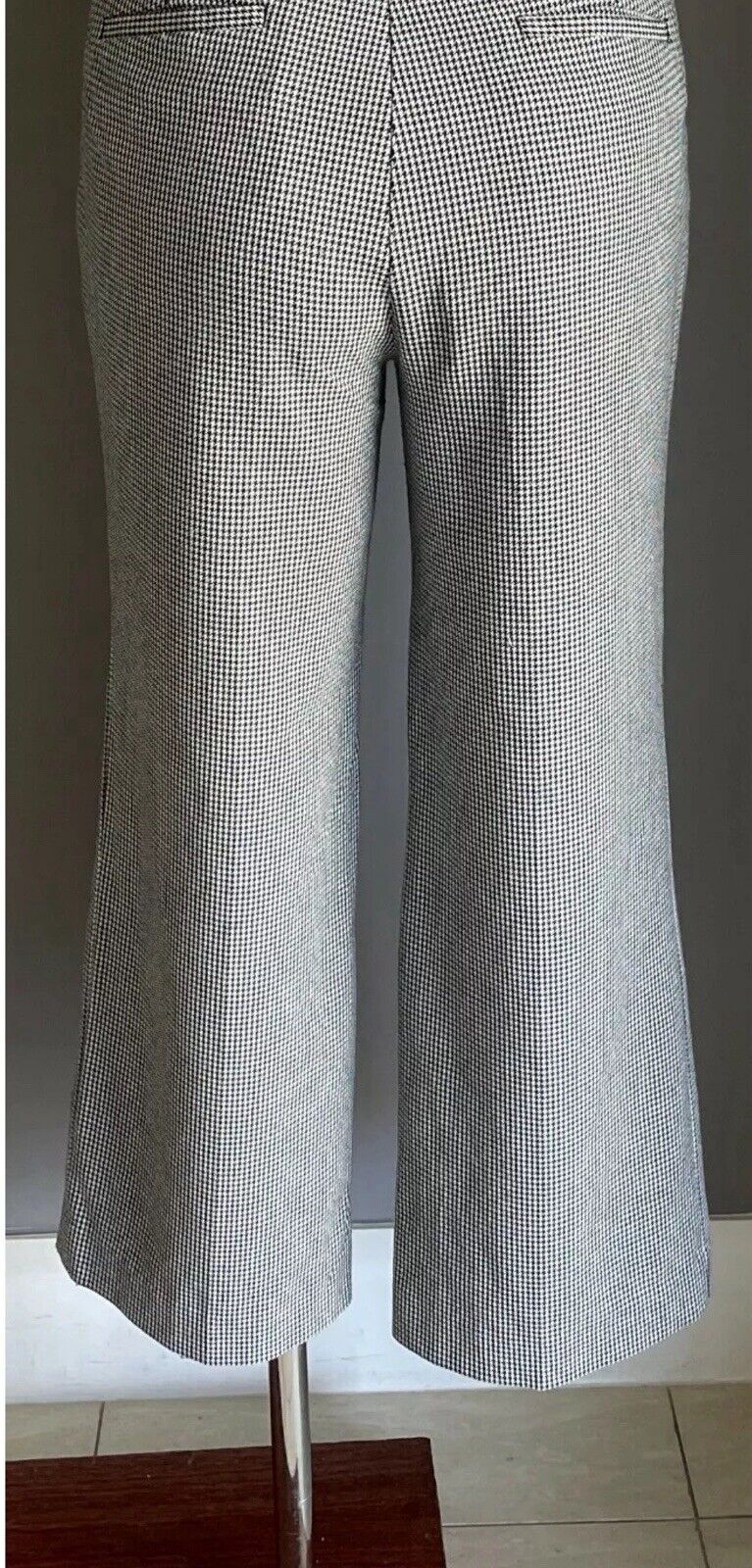 MARCS Size 10 Pants Crop Black White Houndstooth Wide Leg Trousers Knit NEW