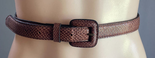 LADIES BELT Tan Pleather Snake Look 2cm To Fit Waist 75.5 - 85.5cm
