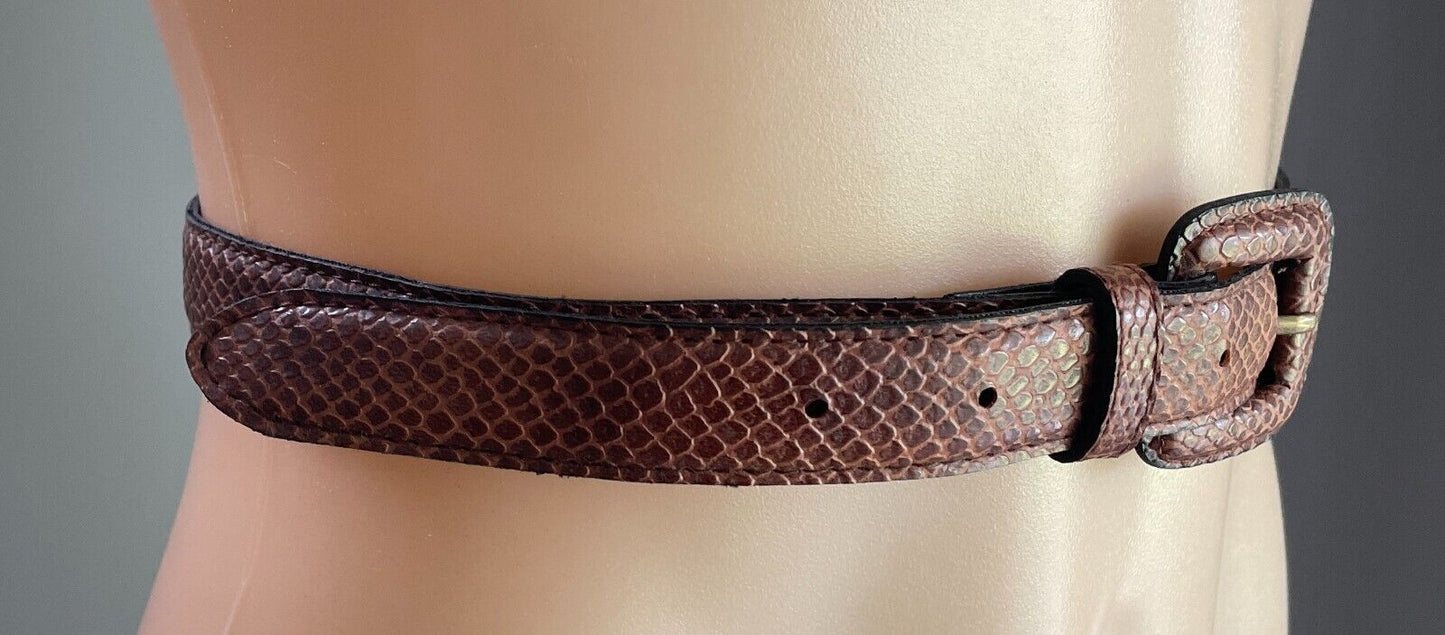 LADIES BELT Tan Pleather Snake Look 2cm To Fit Waist 75.5 - 85.5cm