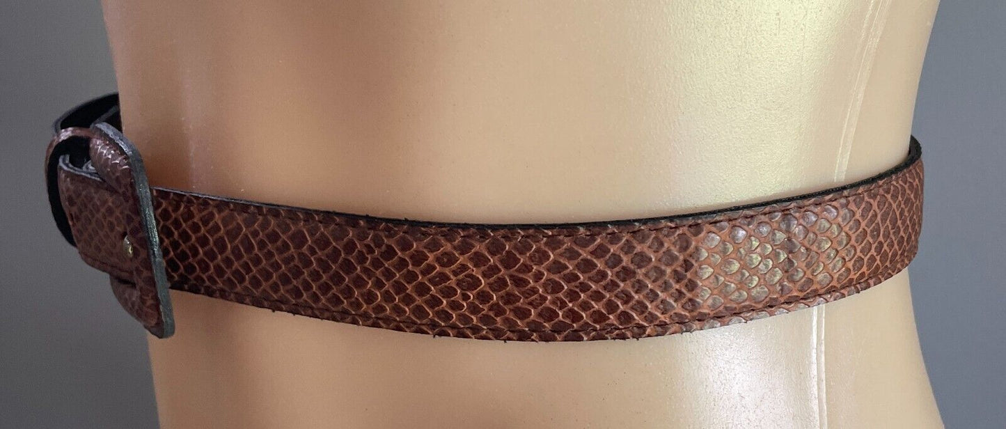 LADIES BELT Tan Pleather Snake Look 2cm To Fit Waist 75.5 - 85.5cm
