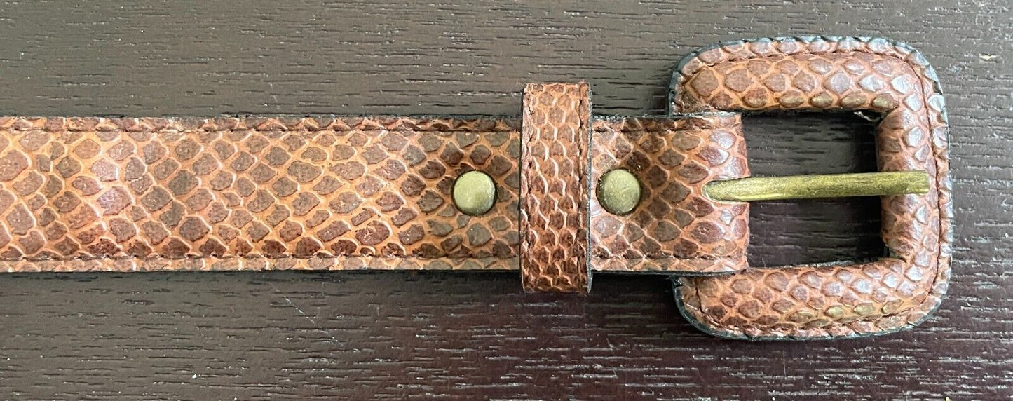 LADIES BELT Tan Pleather Snake Look 2cm To Fit Waist 75.5 - 85.5cm